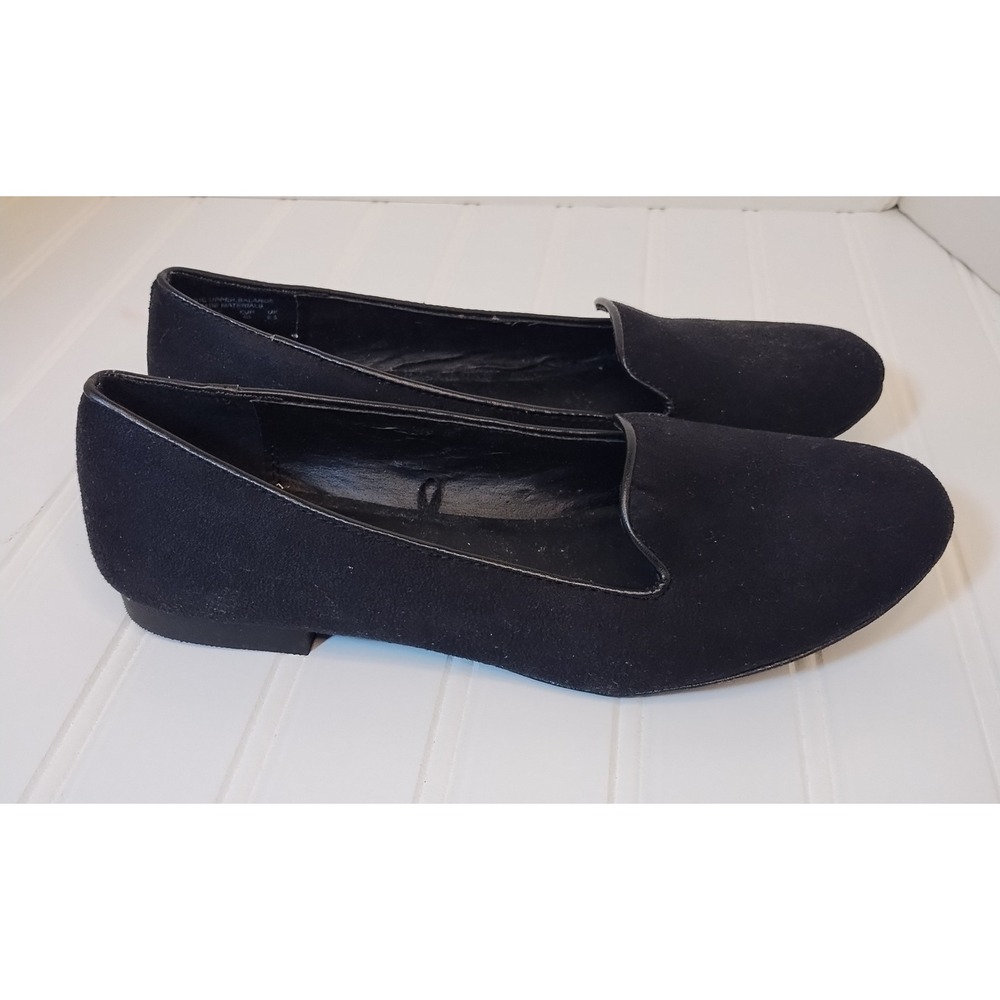 Bongo Womens Black Faux Suede Loafer Flats Almond Toe Slip On Shoes Sz 8 Classic